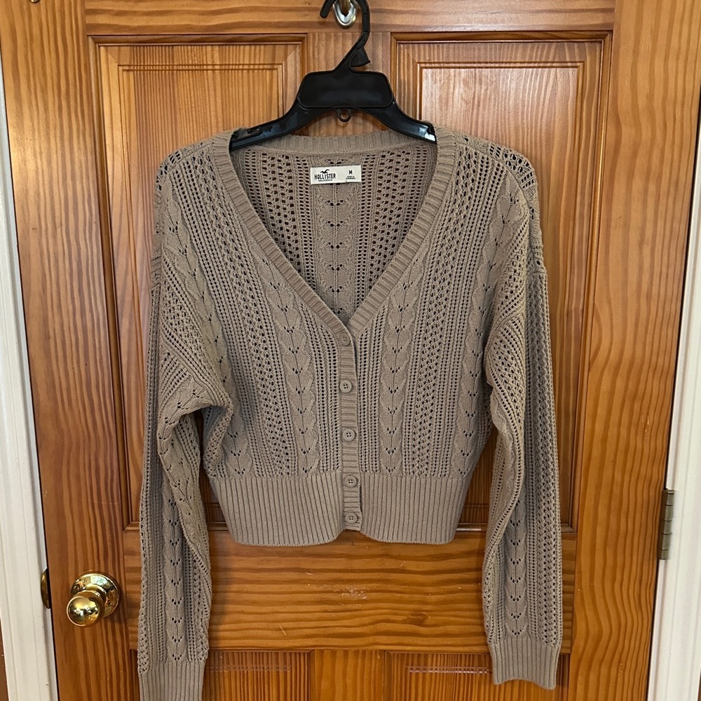 Hollister Taupe Knit Cardigan